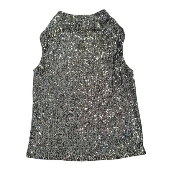 Cable & Gauge Silver Sequin Sleeveless Top M With Back Button Closure, NWT. - Picture 1 of 8